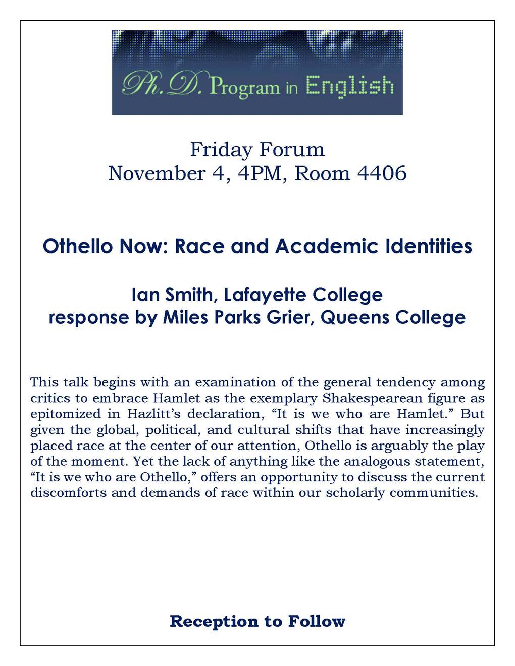 Othello Now: Race and Academic Identities